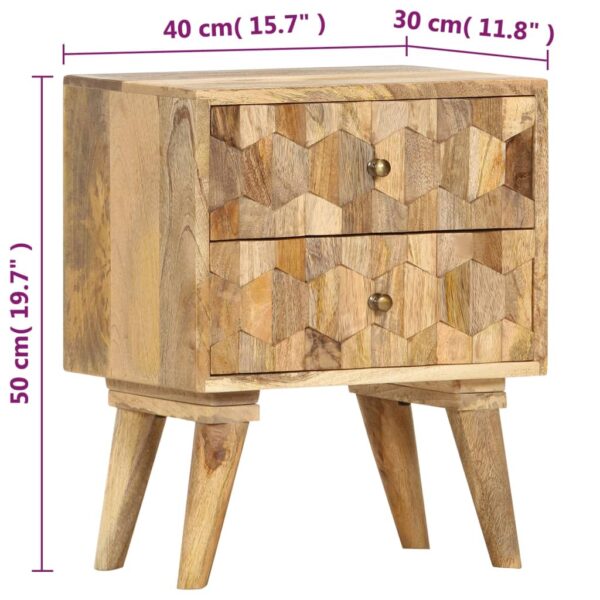 vidaXL Bedside Cabinet 15.7"x11.8"x19.7" Solid Mango Wood - Image 8