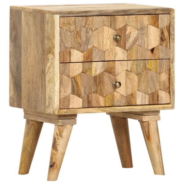 vidaXL Bedside Cabinet 15.7"x11.8"x19.7" Solid Mango Wood - Image 9