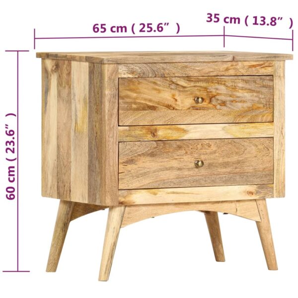 vidaXL Bedside Cabinet 25.6"x13.8"x23.6" Solid Mango Wood - Image 8