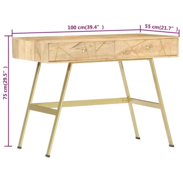 vidaXL Writing Desk with Drawers 39.4"x21.7"x29.5" Solid Mango Wood - Image 6