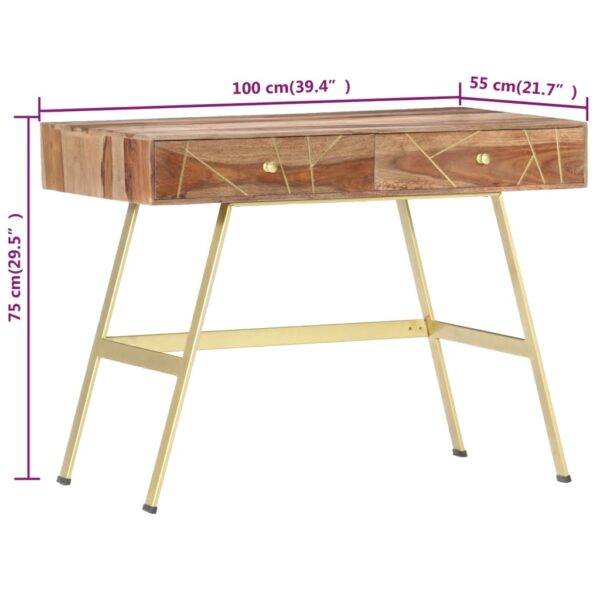 vidaXL Writing Desk with Drawers 39.4"x21.7"x29.5" Solid Sheesham Wood - Image 6