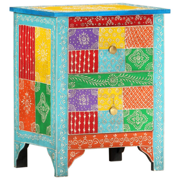 vidaXL Hand Painted Bedside Cabinet 15.7"x11.8"x19.7" Solid Mango Wood