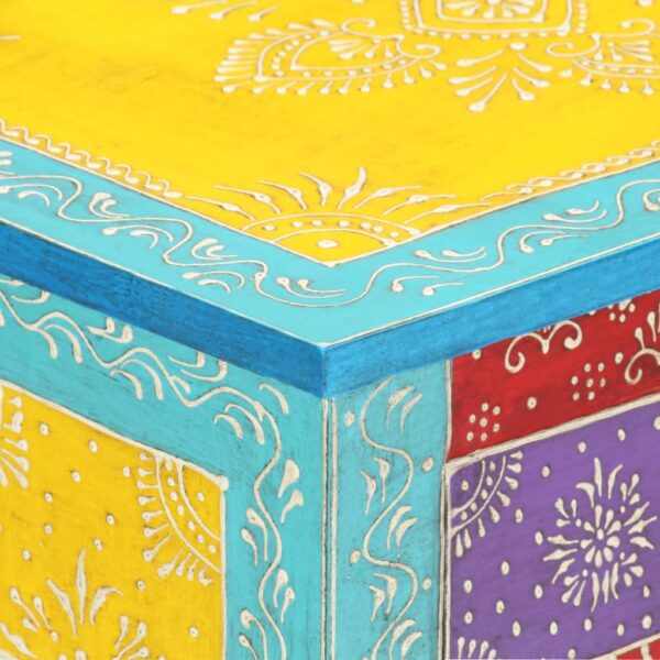 vidaXL Hand Painted Bedside Cabinet 15.7"x11.8"x19.7" Solid Mango Wood - Image 5