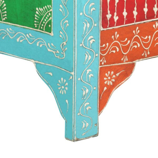 vidaXL Hand Painted Bedside Cabinet 15.7"x11.8"x19.7" Solid Mango Wood - Image 7