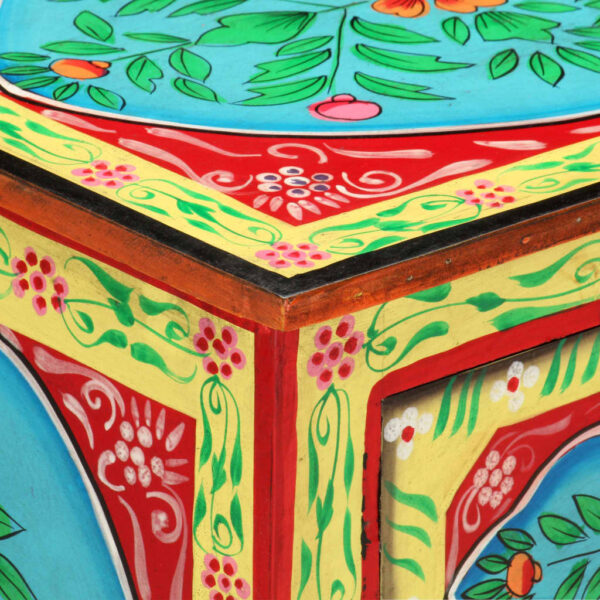 vidaXL Hand Painted Bedside Cabinet 15.7"x11.8"x19.7" Solid Mango Wood - Image 5