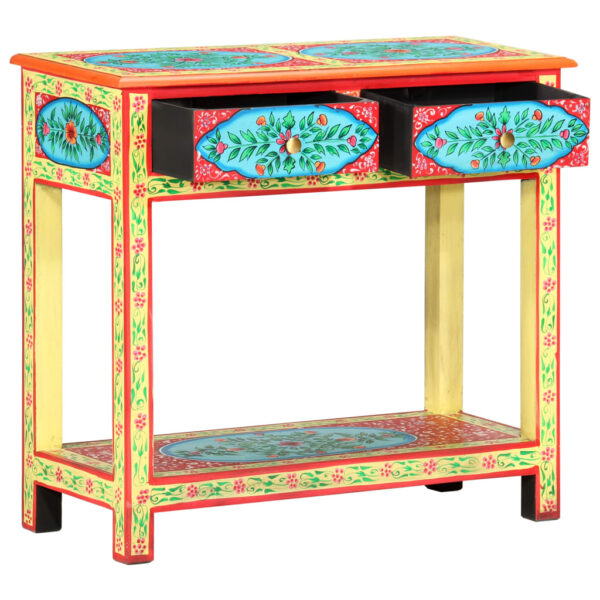 vidaXL Hand Painted Console Table 31.5"x13.8"x29.5" Solid Mango Wood - Image 2