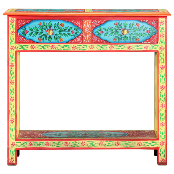 vidaXL Hand Painted Console Table 31.5"x13.8"x29.5" Solid Mango Wood - Image 3