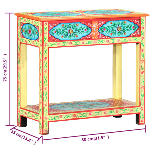 vidaXL Hand Painted Console Table 31.5"x13.8"x29.5" Solid Mango Wood - Image 8