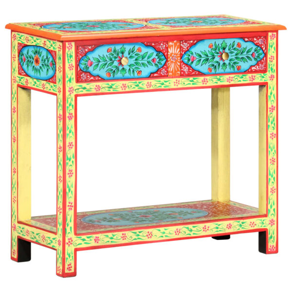 vidaXL Hand Painted Console Table 31.5"x13.8"x29.5" Solid Mango Wood - Image 9