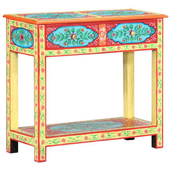 vidaXL Hand Painted Console Table 31.5"x13.8"x29.5" Solid Mango Wood - Image 10