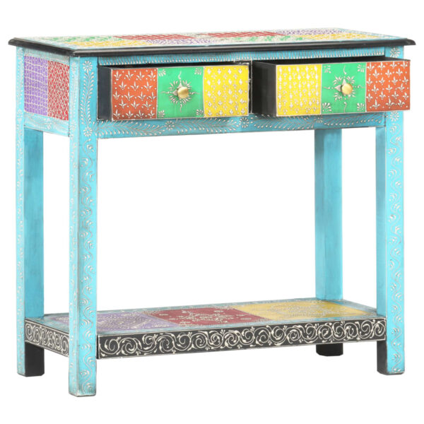 vidaXL Hand Painted Console Table 31.5"x13.8"x29.5" Solid Mango Wood - Image 2