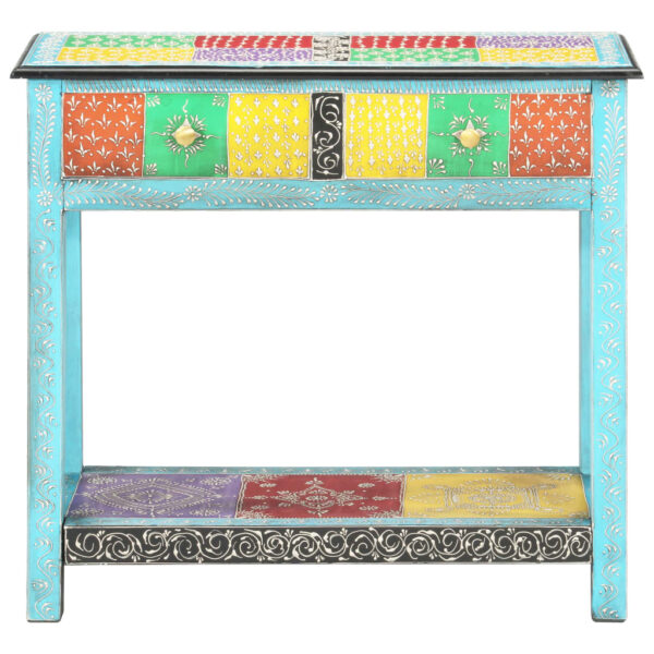 vidaXL Hand Painted Console Table 31.5"x13.8"x29.5" Solid Mango Wood - Image 3