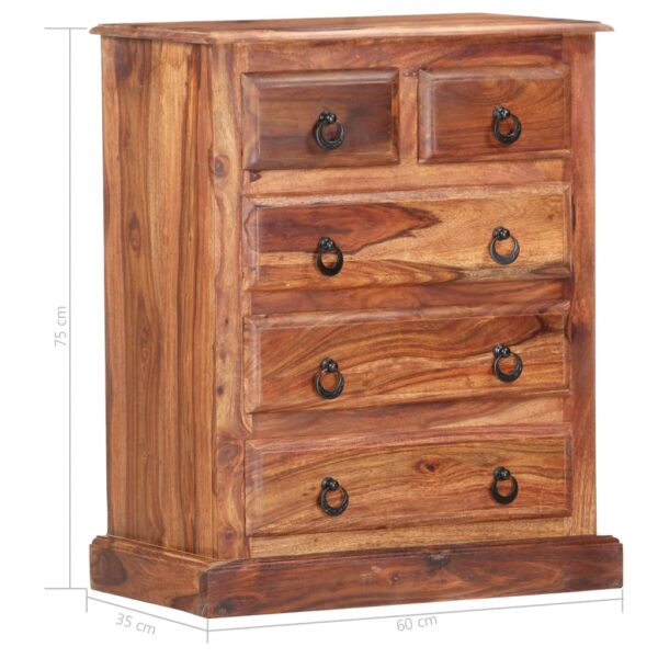 vidaXL Drawer Cabinet 23.6"x13.8"x29.5" Solid Sheesham Wood - Image 7