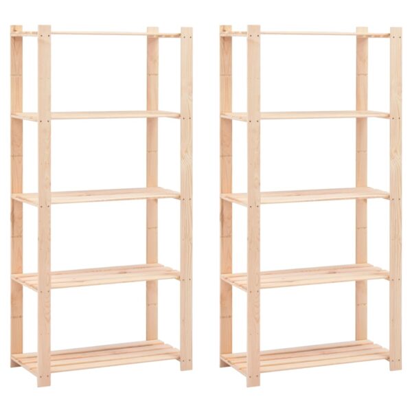 vidaXL 5-Tier Storage Racks 2 pcs 31.5"x15"x66.9" Solid Pinewood 551.2 lb