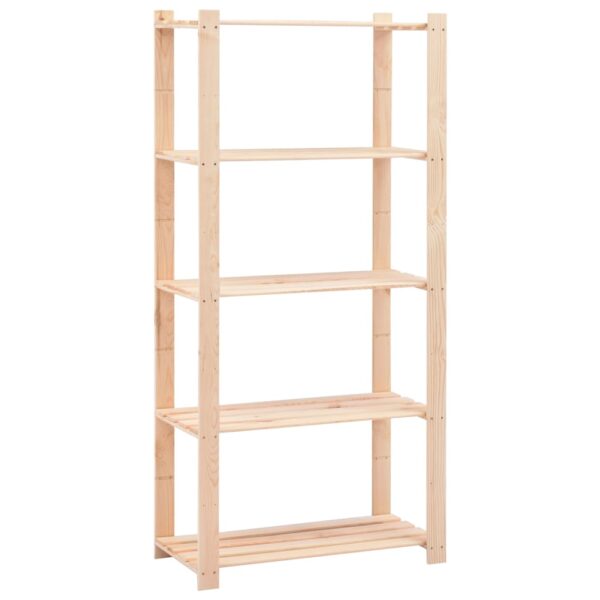 vidaXL 5-Tier Storage Racks 2 pcs 31.5"x15"x66.9" Solid Pinewood 551.2 lb - Image 3