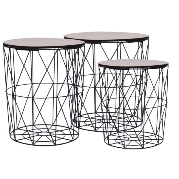 vidaXL Coffee Table 3 pcs Black - Image 2