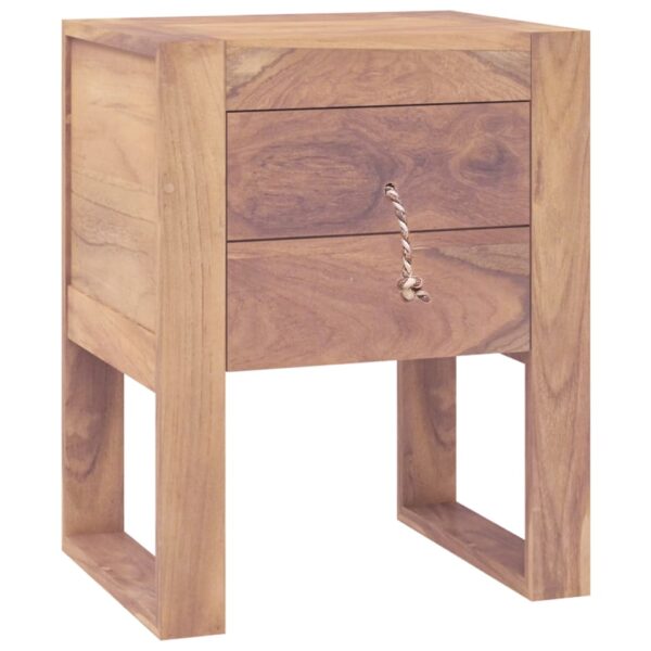 vidaXL Bedside Cabinet 15.7"x11.8"x19.7" Solid Teak Wood - Image 2