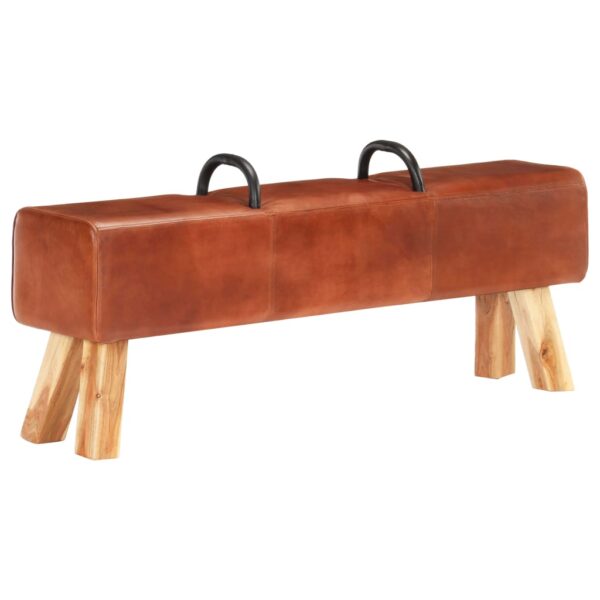 vidaXL Vintage Turnbock Bench with Handles Real Goat Leather