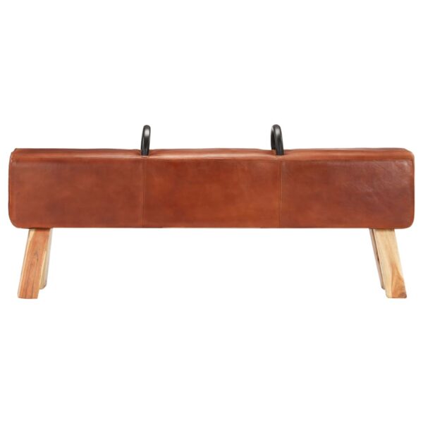 vidaXL Vintage Turnbock Bench with Handles Real Goat Leather - Image 2