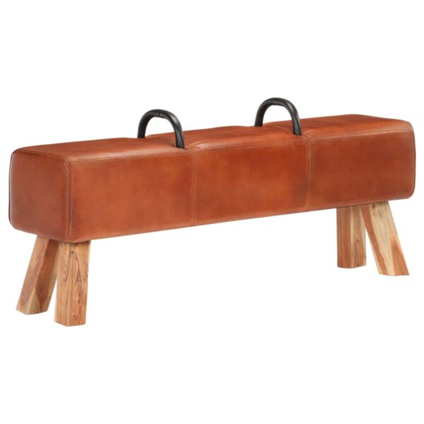 vidaXL Vintage Turnbock Bench with Handles Real Goat Leather - Image 8