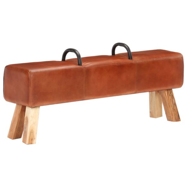 vidaXL Vintage Turnbock Bench with Handles Real Goat Leather - Image 10