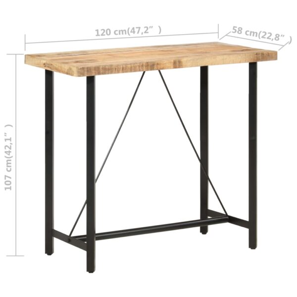 vidaXL Bar Table 47.2"x22.8"x42.1" Rough Mango Wood - Image 7