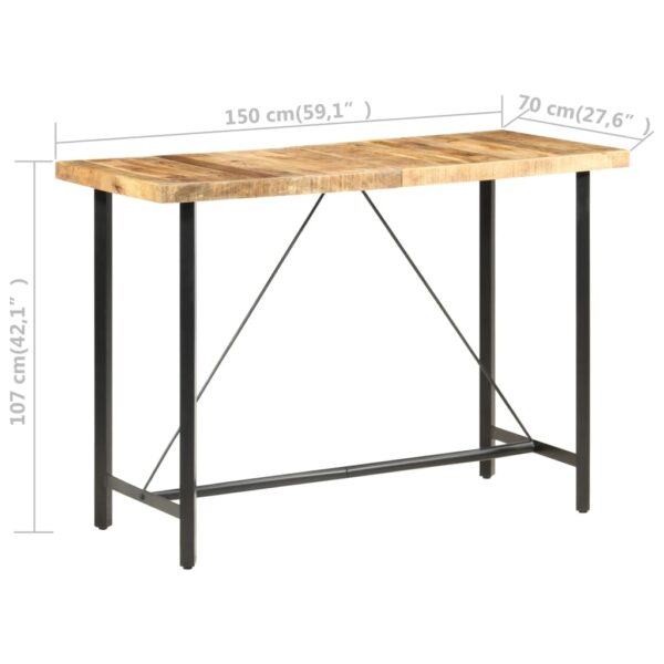 vidaXL Bar Table 59.1"x27.6"x42.1" Rough Mango Wood - Image 7