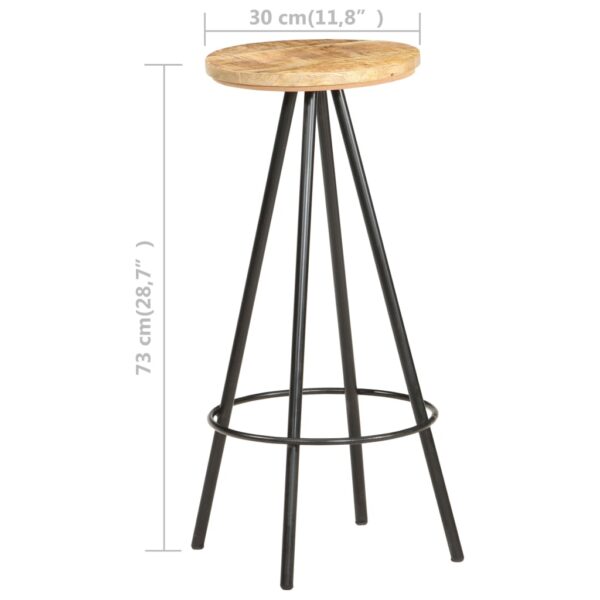 vidaXL Bar Stools 2 pcs Rough Mango Wood - Image 5