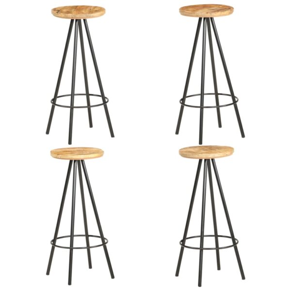 vidaXL Bar Stools 4 pcs Rough Mango Wood