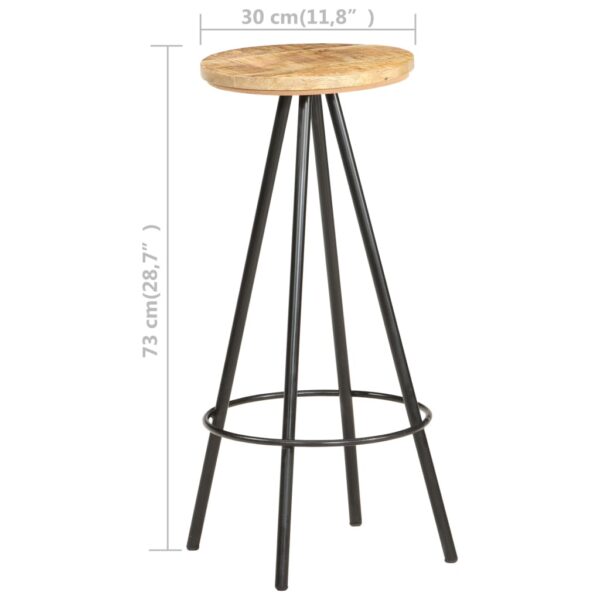 vidaXL Bar Stools 4 pcs Rough Mango Wood - Image 5