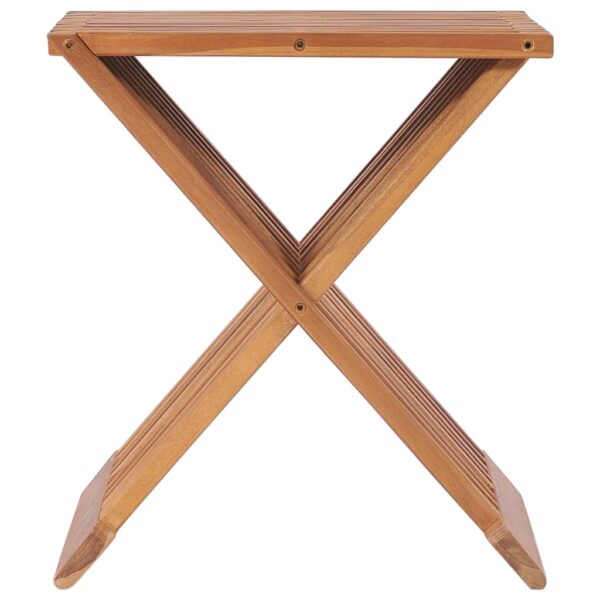 vidaXL Folding Stool 15.7"x12.6"x17.7" Solid Teak Wood - Image 2