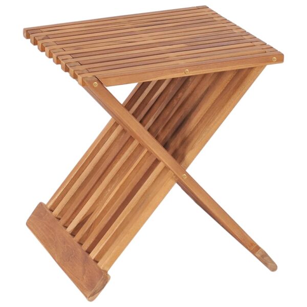 vidaXL Folding Stool 15.7"x12.6"x17.7" Solid Teak Wood - Image 4