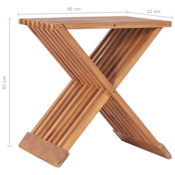 vidaXL Folding Stool 15.7"x12.6"x17.7" Solid Teak Wood - Image 8