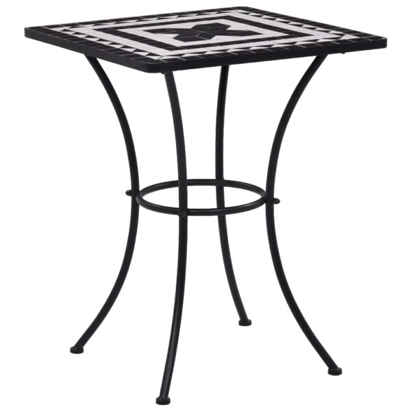 vidaXL 3 Piece Mosaic Bistro Set Ceramic Tile Black and White - Image 2