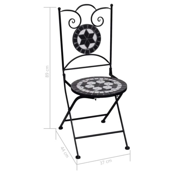 vidaXL 3 Piece Mosaic Bistro Set Ceramic Tile Black and White - Image 12