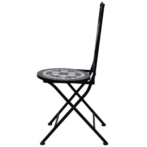 vidaXL 3 Piece Mosaic Bistro Set Ceramic Tile Black and White - Image 6