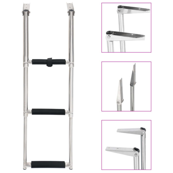 vidaXL Folding Boarding Ladder 3-step Stainless Steel