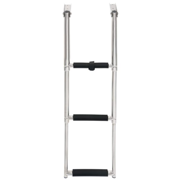 vidaXL Folding Boarding Ladder 3-step Stainless Steel - Image 2