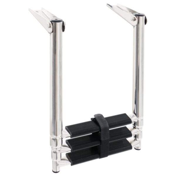 vidaXL Folding Boarding Ladder 3-step Stainless Steel - Image 3