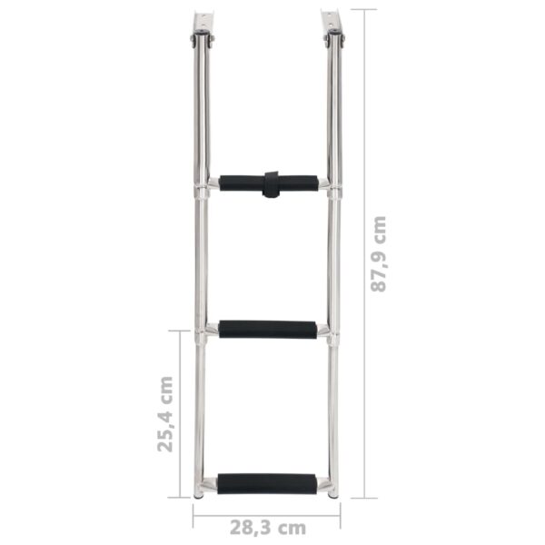 vidaXL Folding Boarding Ladder 3-step Stainless Steel - Image 5