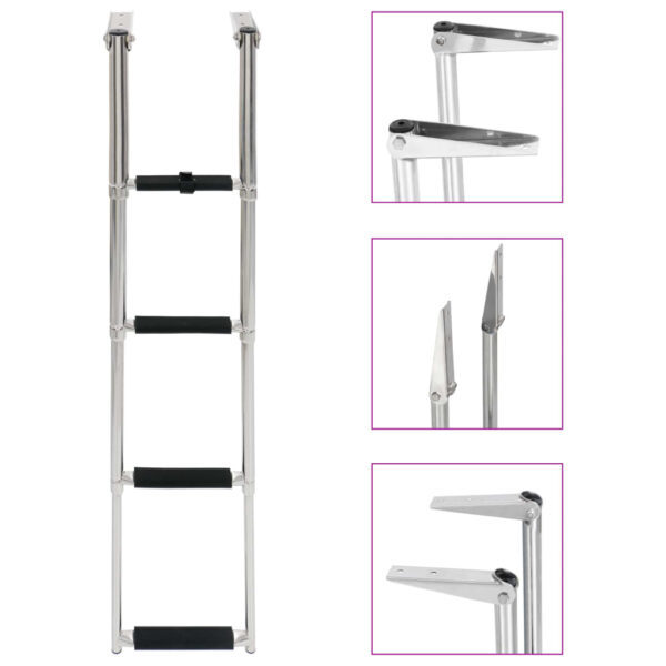 vidaXL Folding Boarding Ladder 4-step Stainless Steel