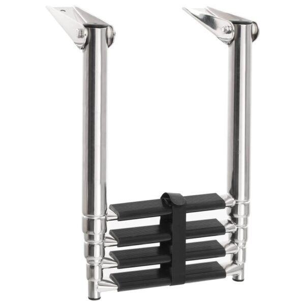 vidaXL Folding Boarding Ladder 4-step Stainless Steel - Image 2