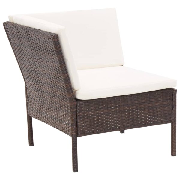 vidaXL 6 Piece Patio Lounge Set with Cushions Poly Rattan Brown - Image 7