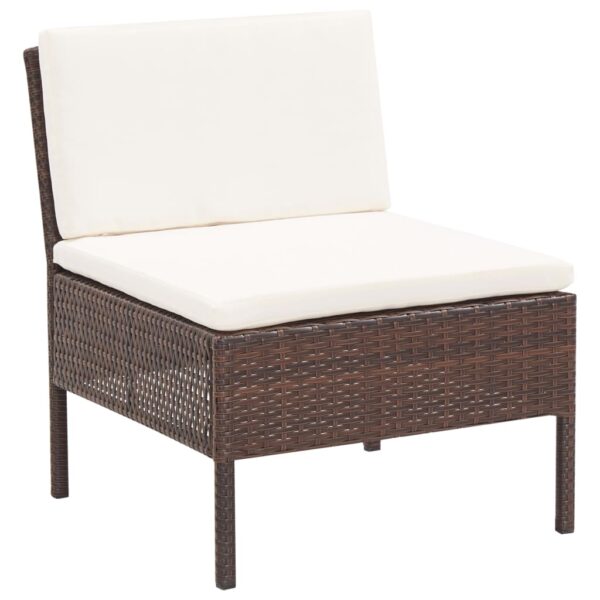 vidaXL 6 Piece Patio Lounge Set with Cushions Poly Rattan Brown - Image 10