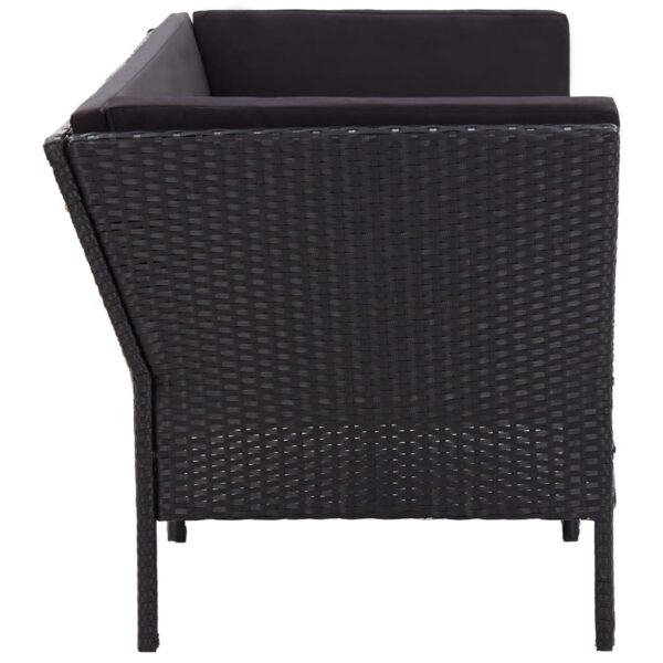 vidaXL 6 Piece Patio Lounge Set with Cushions Poly Rattan Black - Image 4