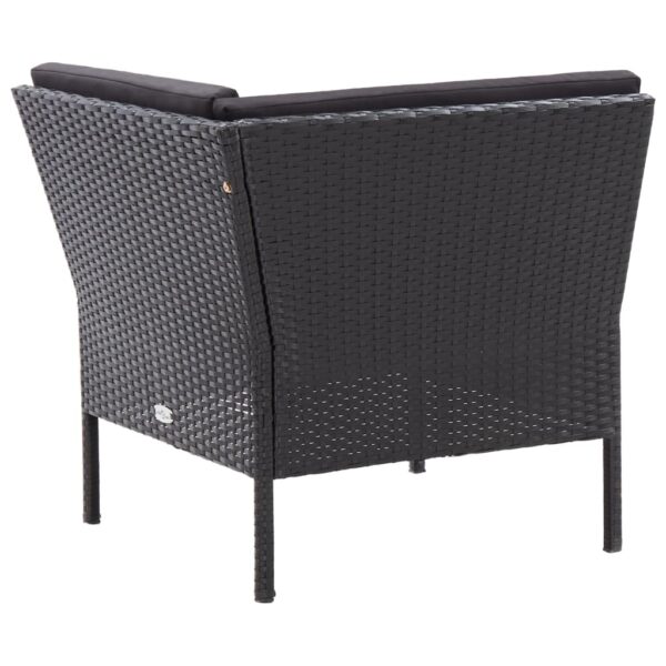 vidaXL 6 Piece Patio Lounge Set with Cushions Poly Rattan Black - Image 7