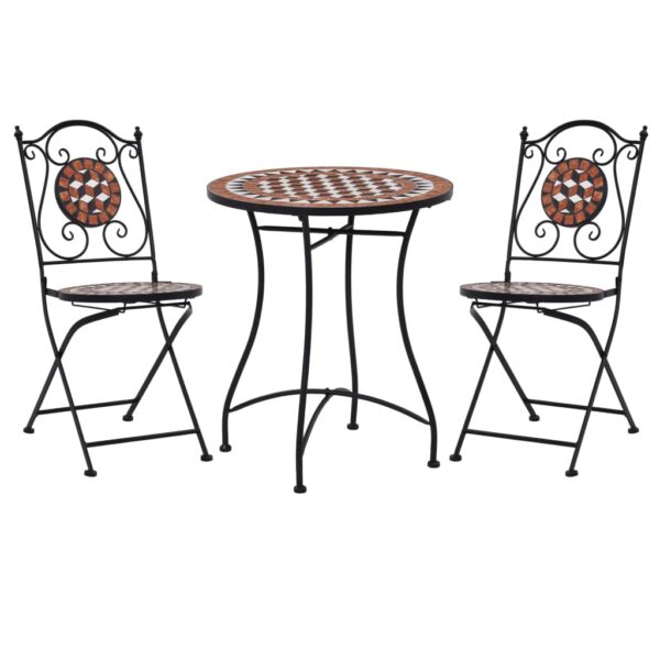 vidaXL 3 Piece Mosaic Bistro Set Ceramic Tile Terracotta