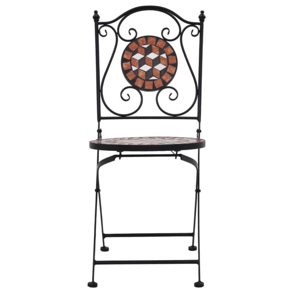 vidaXL 3 Piece Mosaic Bistro Set Ceramic Tile Terracotta - Image 5