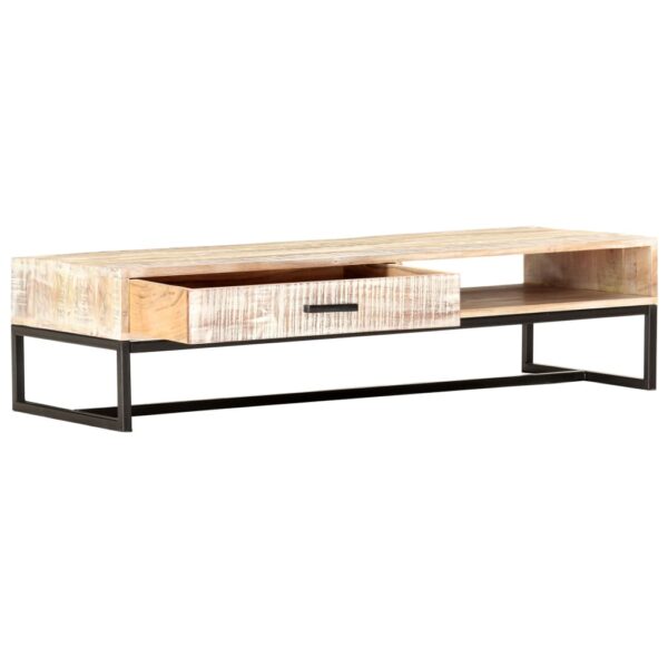 vidaXL Coffee Table White 46.1"x19.7"x11.8" Solid Acacia Wood - Image 2