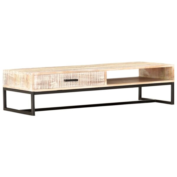 vidaXL Coffee Table White 46.1"x19.7"x11.8" Solid Acacia Wood - Image 11